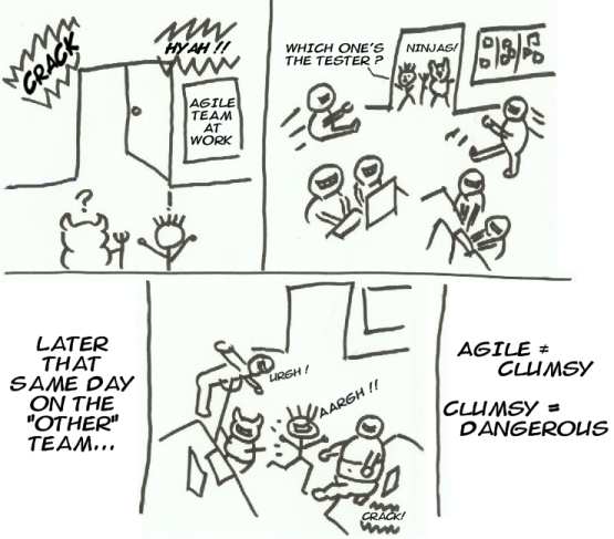 What happens when Evil Tester and Panicky Tester see the new Agile team in