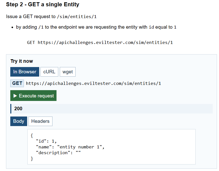 In browser request execution on the simulator page