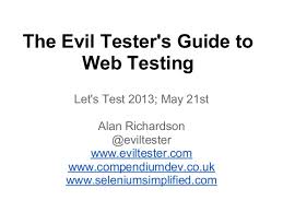 The Evil Tester's Guide to Web Testing Thumb Image