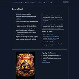 Screenshot of the BoomStash.com podcast site